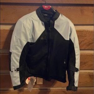 Light blue and black motorcycle jacket